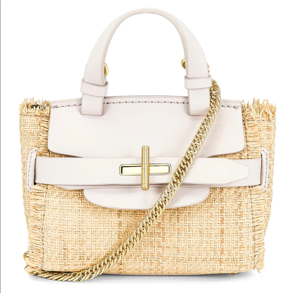 Zac Zac Posen Bridgette Belted Mini Crossbody Straw Multi Rose Quartz